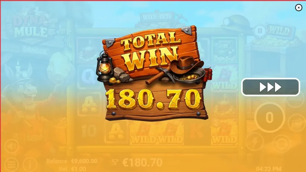 Tampilan layar permainan slot Dyna Mule pada perangkat mobile